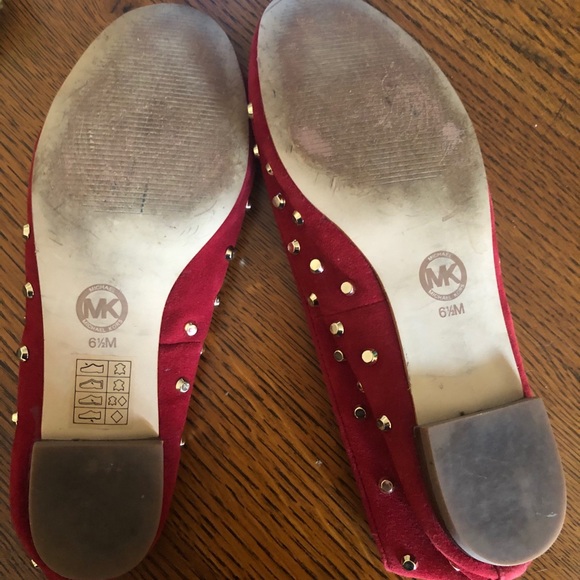 Red suede studded Michael Kors loafers - Picture 2 of 2